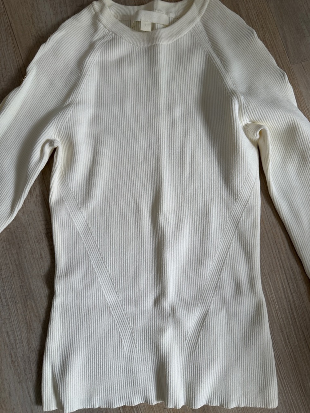 Jonathan Simkhai Ivory Long Sleeve Crewneck Sweater with Button Trim - Picture 2 of 7